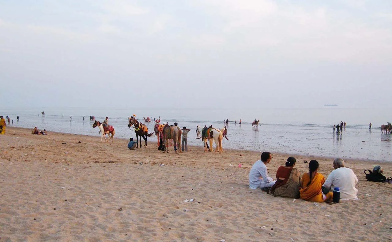 Breezy sunset view at Mandvi Beach with blue waters in Kutch