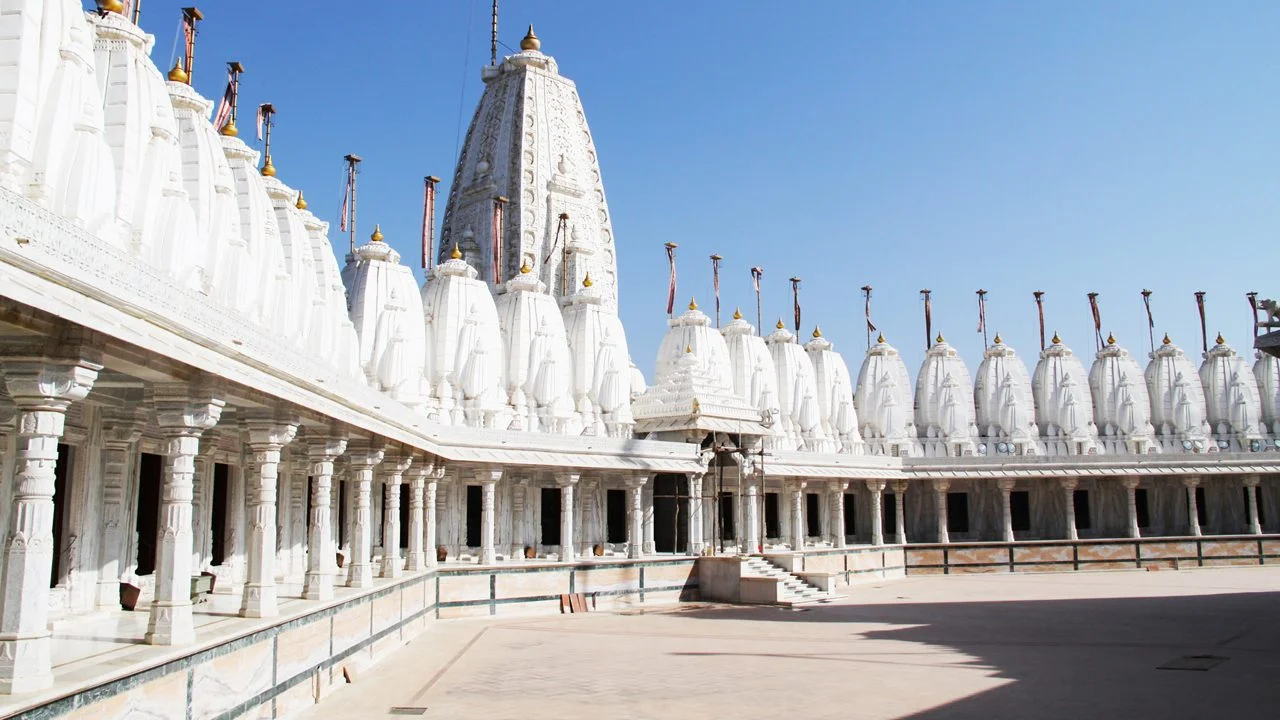 72 Jinalay majestic white marble Jain temple pilgrimage near Mandvi Kutch