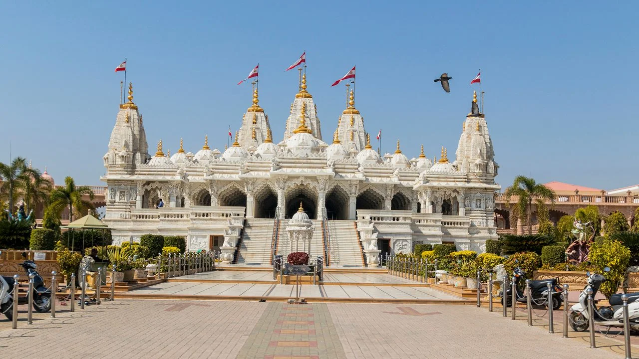 Shree Swaminarayan Temple grand white marble architecture in Bhuj Kutch